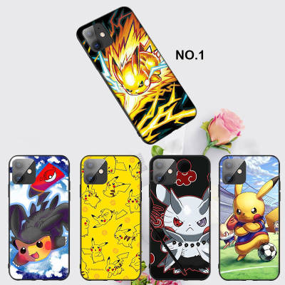 Casing หรับ iPhone 11 12 Mini X Xs XR Pro Max 6+ 6s+ 7+ 8+ 6 7 8 Plus 5 5s SE 2020 EL93 Pikachu Pokemon Cute Cartoon Pattern Phone เคสโทรศัพท์ อ่อนนุ่ม TPU Black ปก