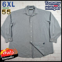 Tommy Hilfiger®แท้ อก 55 ไซส์ 6XL เสื้อเชิ้ตผู้ชาย ทอมมี่ ฮิลฟิกเกอร์ สีกรม เสื้อแขนยาว เสื้อใส่เที่ยวใส่ทำงาน