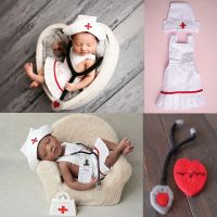 【hot】 2021 Newborn Photography Props Baby  Wool Stethoscope Doctor Set for Accessories Studio Shooting Photo Prop