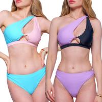 Bandeau Bikini Set 2-Piece Sexy Triangle Bathing Suit Cheeky Thong Bikini One Shoulder High Cut Swimsuit Sexy for Ladies positive