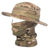 2023 Camouflage Tactical Fisherman Hats US Military Hood Set Balaclava Outdoor Hunting Hiking Outdoor Camo Summer Sun Caps Men