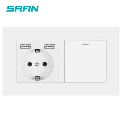 【NEW Popular89】 SRAN EUWith Rocker Switch220v 16A Wall PowerWith146x86Panel พร้อม Light1gang 1/2way Outlet
