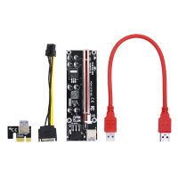 CHIPAL 6PCS VER009S Plus PCI-E Riser Card PCI Express 1X to 16X Adapter USB 3.0 Cable 6Pin Connector for Graphics Video Card