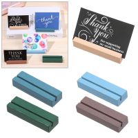 1Pcs Wooden Photo Stand Business Card Holder Rectangle Card Clip Picture Holder Handmade Memo Holder for Home Office Clips Pins Tacks