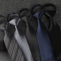 NEW Paisley Zipper Ties for Men 8CM Neck Tie Solid Striped Polka Dots Silk Neckties Men 39;s Automatic Zipper Tie Blue Lazy Ties