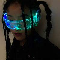 SO&amp;EI LED Luminous Sunglasses Vintage Punk Goggles Men Women Fashion Party Christmas Colorful Light Up Glasses Shades UV400