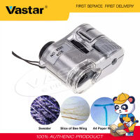 Vastar 60X มือถือแว่นขยายมินิพ็อกเก็ตกล้องจุลทรรศน์เครื่องตรวจจับสกุลเงินเครื่องประดับแว่นขยายที่มีไฟ LED