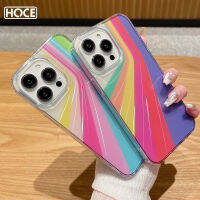 HOCE เคสเคสโทรศัพท์โปร่งใสแฟชั่นสีรุ้งสำหรับ iPhone 14 13 12 11 Pro Max กรอบหลังกันกระแทกกันใสดูหรูหรา