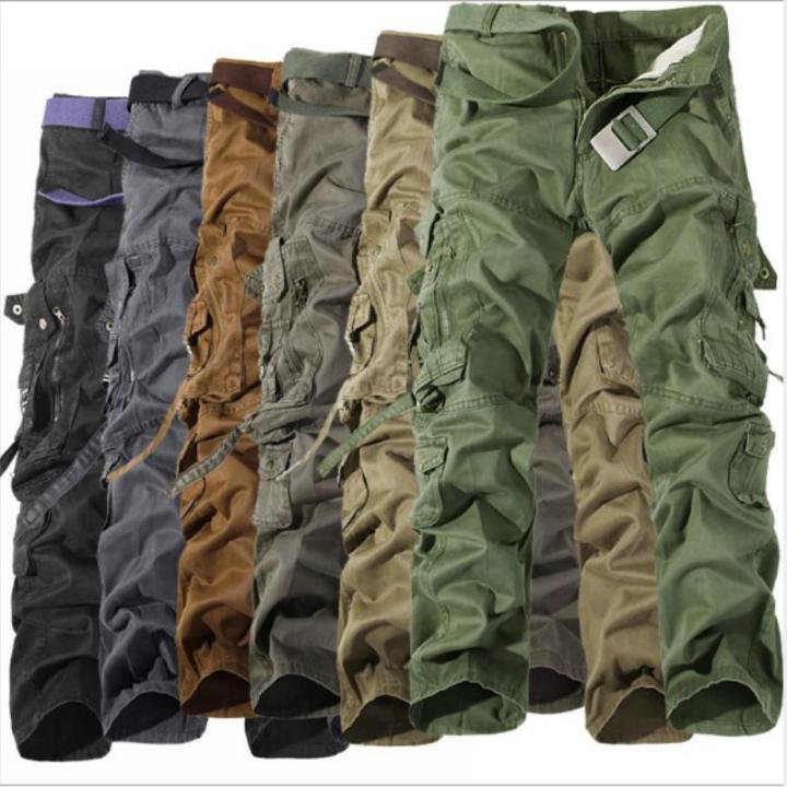 fuguiniao-ชายกางเกงคาร์โก้-solid-สีขนาดใหญ่ผู้ชายกางเกงลำลองชาย-slim-ตรง-multi-pocket-สินค้าเกี่ยวกับทหารกางเกง