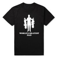 Upside Down Worlds Okayest Dad Funny Family Tee T Shirt Men Short Sleeve Printed Cotton Cartoon T-Shirt Tops