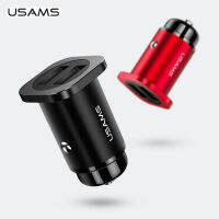 USAMS Car Charger มินิโลหะแบบ Dual USB พอร์ต 4.8A ชาร์จไฟในรถได้อย่างรวดเร็วชาร์จโทรศัพท์ในรถยนต์รถชาร์จสำหรับ ซัมซุงแท็บเล็ตในรถ Car Charger