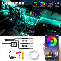 ANMINGPU-Neon LED ภายในรถ Luzes Ambiente, Kit De Fi Óptica RGB, App Controle De Música, Auto Atmosfera, Lâmpadas Decorativas, Tiras