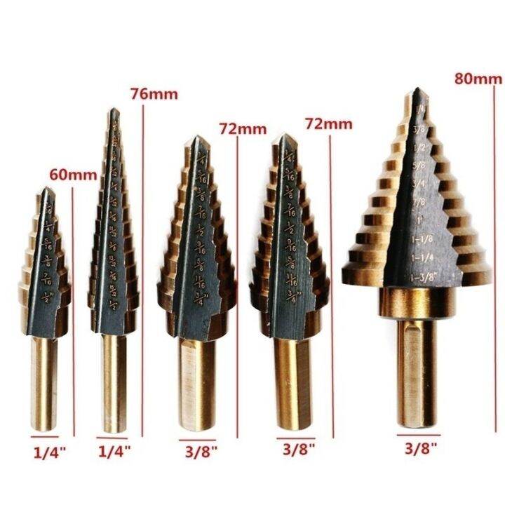 5ชิ้นขั้นตอนการเจาะกรวย-hss-หัวสว่านดอกสว่านหัวตัดทรงกรวยไม้เหล็กอะลูมิเนียมไฟเบอร์กลาสการเจาะรู-pvc-ทองเหลืองพร้อมกล่อง