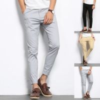 CODpz119nb Size 28-38 Men Ankle-length Pants Casual Fashion Korean Style Cotton Slim Fit Chinos Trousers Spring Autumn Summer