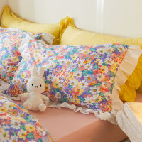 48*74cm Ruffled Cotton Floral Chair Bedding Pillow Cover Literary Style Single Lace Pillowcase Decorative Pillow