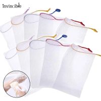 Facial Cleanser Handmade Soap Foaming Net/ Bundle Mouth Soap Mesh Bag/ Hangable Washing Foam Netting/ Bath Skin Cleaning Tool