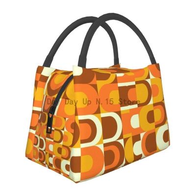 70s Pattern Retro In Orange And Brown Tones Insulated Lunch Bags for School Office Geometric Colorful Thermal Cooler Bento Box