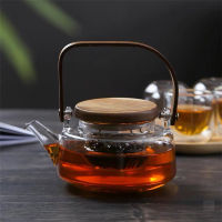 Spot parcel post Borosilicate Glass Tea Boiling Thickened Boiling Water Scented Teapot Wooden Lid Household Filter Electric Ceramic Stove Heating Loop-Handled Teapot Set