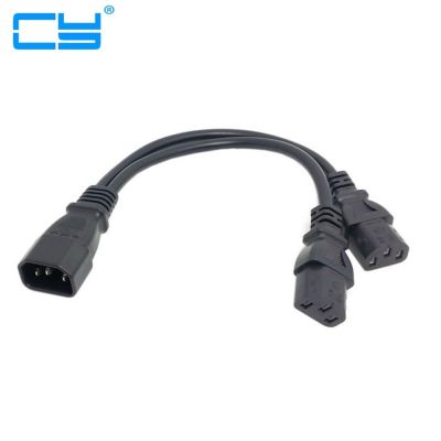 ℡ Power Y Type Splitter Adapter Cable Single IEC 320 C14 Male to Dual C13 Female Short Cord for Computer host display 35cm