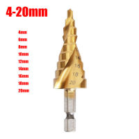 Hss เกลียวร่องหัวสว่านบิต4-12/20/32มมไม้ Set Mata Bor คาร์ไบด์อุปกรณ์เจาะขนาดเล็กดอกสว่านกรวยไททาเนียมสำหรับโลหะ