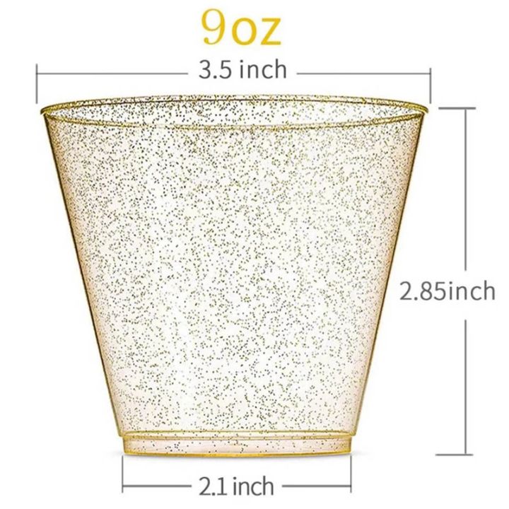 plastic-cup-disposable-water-cup-golden-powder-90oz-juice-cup-dessert-cup-mousse-cup-wedding-tableware-decoration