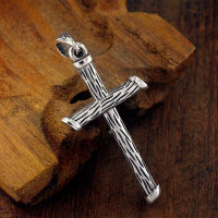 Pure 100 925 Sterling Silver Christian Necklace Pendant for Men Fashion Jewelry Crucifix Jesus Cross Letter Necklace Pendant