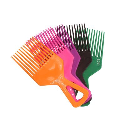 ‘；【。- 1 Piece Wide Teeth Brush Pick Comb Fork Hairbrush Insert Hair Pick Comb Plastic Gear Comb For Curly Afro Hair Styling Tools