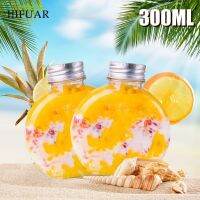 HIFUAR Hoomall 5ชิ้น300มล. Botol Minuman สี่เหลี่ยมแบนใช้แล้วทิ้งโถลูกอมชานมพลาสติก PET แก้วเอนไซม์คริสต์มาสปีใหม่อุปกรณ์ปาร์ตี้ครัว