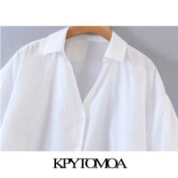 KPYTOMOA Women 2020 Fashion Button-up Loose Irregular Blouses Vintage Lantern Sleeve Side Vents Female Shirts Blusas Chic Tops