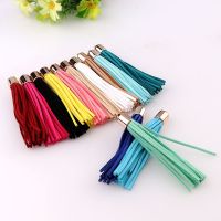 【YF】❣๑  20 Pcs/lote 8cm  Gold Color Cap Suede Leather Tassel Keychain Cellphone Straps Jewelry Pendant Charms Finding