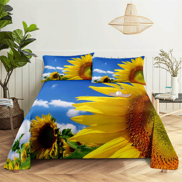 hot-sunflower-queen-sheet-set-girl-lady-s-room-flower-bedding-set-bed-sheets-and-pillowcase-bedding-flat-sheet-bed-sheet-set