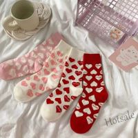 【hot sale】☃♟№ D19 Spring Autumn Love Letter Middle Tube Socks ins Japanese Korean Version Preppy Style Girl Sweet Versatile Trendy Sports