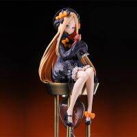 ✅อะนิเมะ Fate/Grand Order Abigail Williams Figure สีดำชุดเดรสมีฮู้ดสาวนั่งเครื่องบีบอัดก๋วยเตี๋ยวพีวีซีตกแต่งของเล่นแบบชุดสะสม