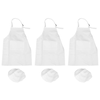 6-Piece Childrens Apron and Chef Hat Set Adjustable Childrens Kitchen Apron for Cooking and Painting