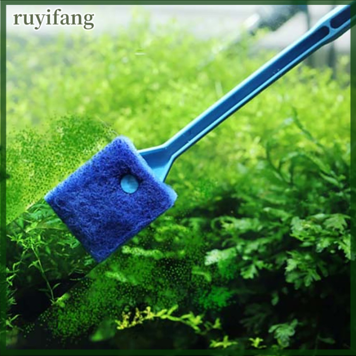 ruyifang-อุปกรณ์ทำความสะอาดตู้ปลาแปรงสองด้านสาหร่ายปลาอุปกรณ์ทำความสะอาดตู้ปลาด้ามจับยาว
