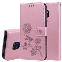 【สต๊อกพร้อม】เคสหนัง PU แบบฝาพับแนวนอนลายนูนกุหลาบสำหรับ Huawei Mate 20พร้อมช่องใส่บัตร &amp; กระเป๋าสตางค์ (ทองคำสีกุหลาบ)