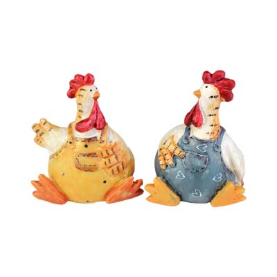Funny Cute Chicken Couple Garden Rooster Hens Figurines Ornament Miniature Animal Sculpture Resin Crafts Statue Home Decoration