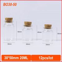 12pcs 20ml/15ml/10ml Cute Clear Glass Bottles With Cork Stopper Empty Spice Bottles Jars DIY Crafts Wish Vials