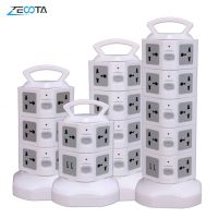 Tower Power Strip Vertical Surge Protector Multi Socket ปลั๊กไฟฟ้า Outlet Dual USB Universal Jack Outlets 3M Extention Cord