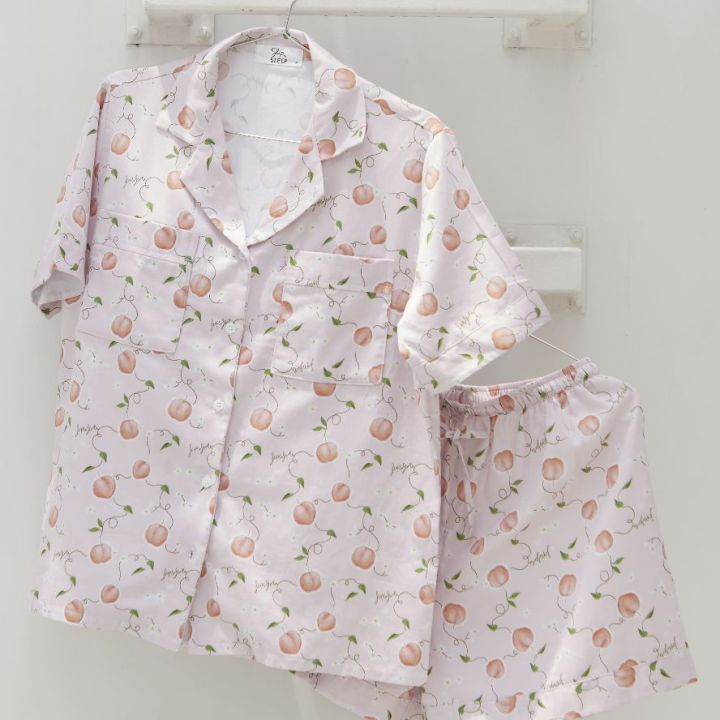 sliptosleep-peach-holiday-shorts-set-ชุดนอนโนบรา-816