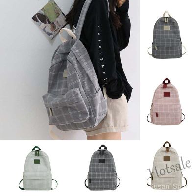 【hot sale】✉❄ C16 School Bag Korean Style Canvas Student Backpack Striped Bagpack Girl Boy Travel Rucksack