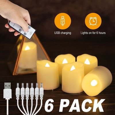 Rechargeable LED Candle Timer Remote Flickering Flames Wedding Candles Birthday Decor Tealights USB Charger Candle Lamp For Home