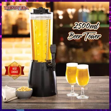 3L Cylinder Beer Tower Dispenser, Cold Beverage Storage Bar Party with Ice  Tube