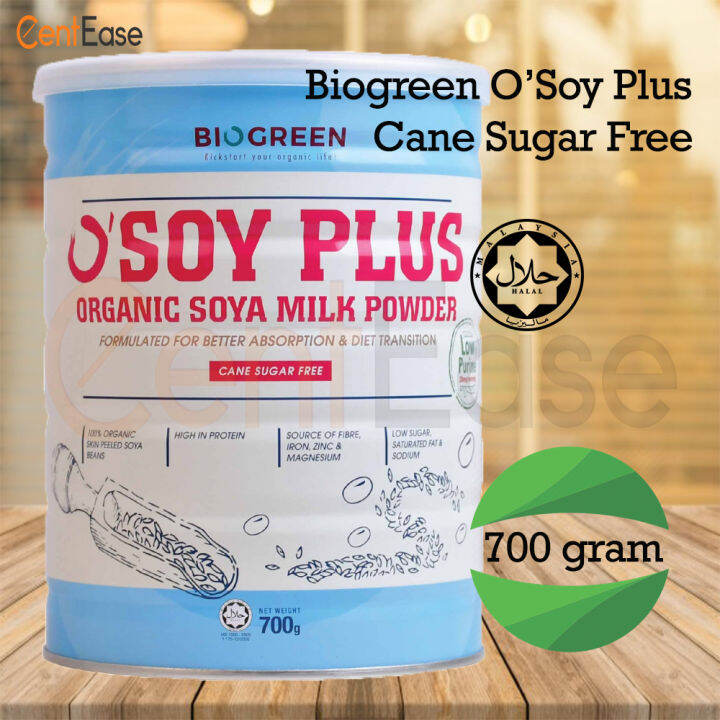 Biogreen O'Soy Plus Organic Soya Milk Powder 700g Cane Sugar Free