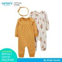 Carters Jumpsuit+Headband 3Pc Gold-Floral L8 คาร์เตอร์เสื้อผ้าเซท 2 ชุดจั๊มสูทพร้อมที่คาดผม