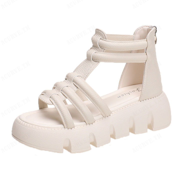 acurve-รองเท้าแบบสีขาวที่มีโครงสร้างแบบรั้ว-รองเท้าสไตล์โรมันที่สวมใส่ได้ทุกสถานการณ์