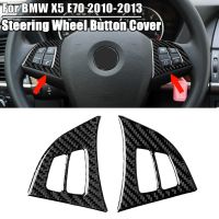 Car Styling For BMW X5 E70 Car Internal Steering Wheel Buttons Frame Stickers Covers Trim Carbon Fiber Interior Auto Accessories