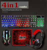 (พร้อมส่ง) คีย์บอร์ด คีบอร์ดเกมมิ่ง 4in1combo แป้นพิมพ์ เม้าส์ แผ่นรองเม้าส์ และหูฟังพร้อมไมค์ ครบจบในเช็ตเดียว