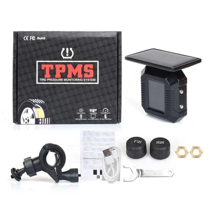 tpms-solar-motorcycle-tmps-tire-pressure-monitoring-system-waterproof-2-wheel-tyre-external-sensor-wireless-lcd-colorful-display