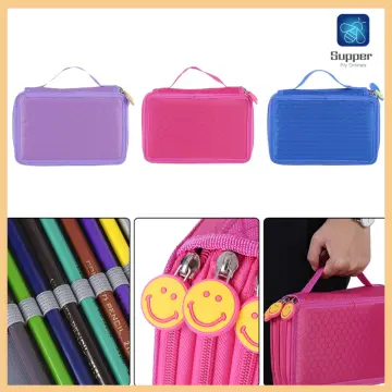 ANGOO Pencil Case 3 Compartment Pouch Pen Bag For School Teen Girl